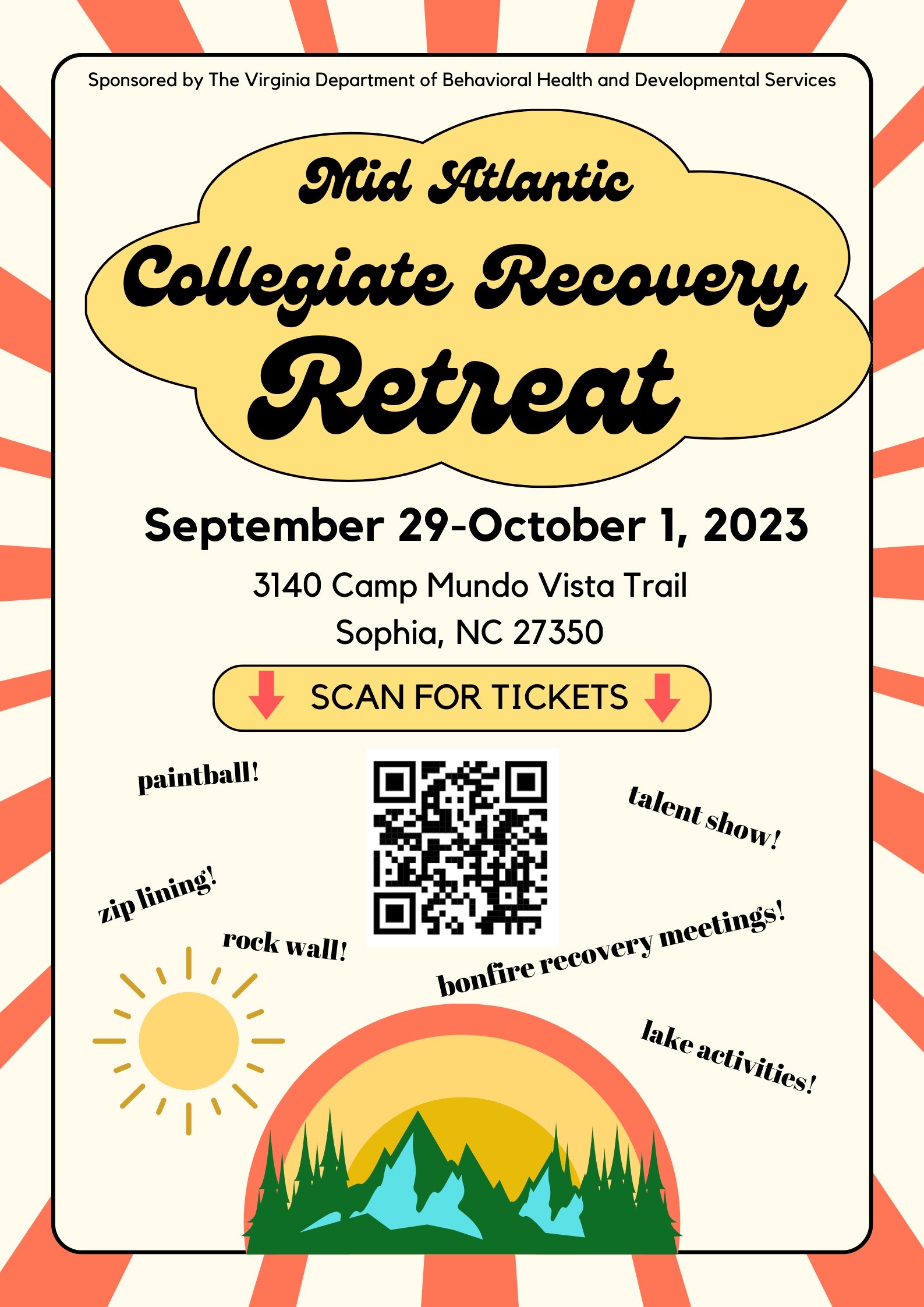 Full Size Mid-Atlantic Collegiate Recovery Retreat Poster available for download for event information and qr code.